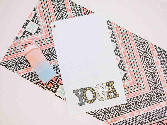 ashtanga yoga towel for hot yoga, cute yoga gifts for her, yogi girl yoga sweat towel with grommet, vinyasa yoga teacher gifts for women