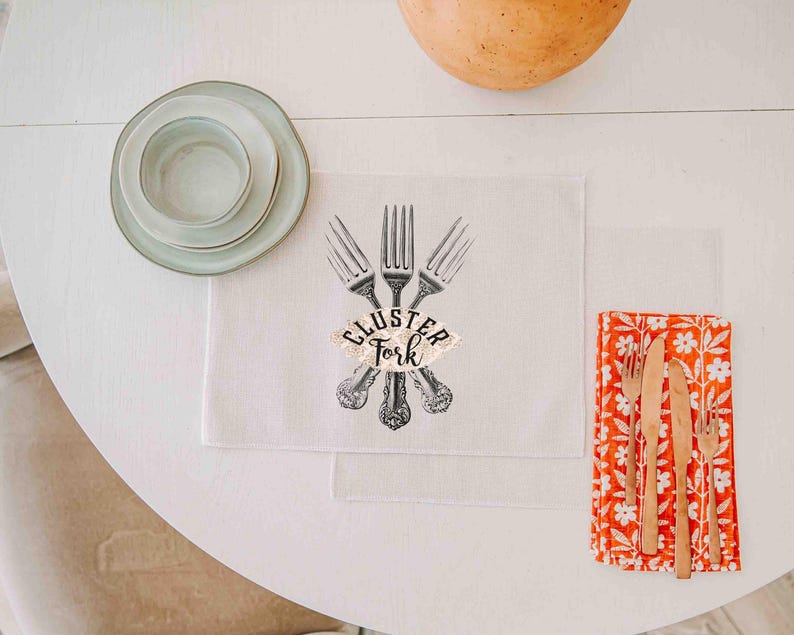 Cluster Fork Funny Oven Mitt Pot Holder Set, Farmhouse Table Runner ...