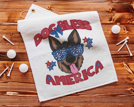 Dog bless America patriotic German Shepherd towels with grommet