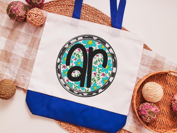 Little Rock Arkansas tote bag for church, Arkansas gifts for women, turquoise floral shopping tote for gift, Arkansas Christmas gifts for