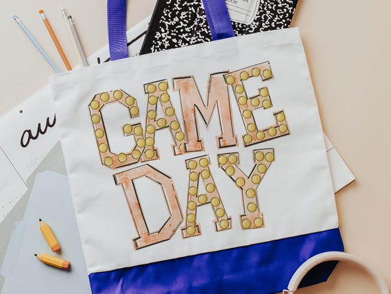 game day tote bag for school, football mom gift, orange school spirit accessories for teachers, cheer gifts for girls, 2026 senior gifts for