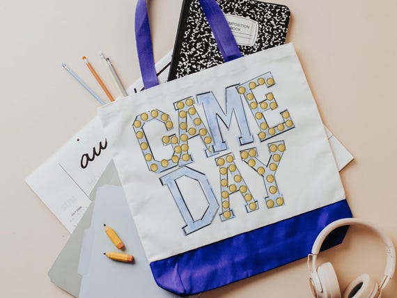 game day tote football tote bag for women, carolina blue school spirit bags for college students, football mom gifts, back to school gifts