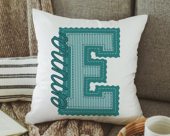 personalized dark turquoise seersucker pillow with name, teal dorm decor for girls, teenage girl gifts, Christmas gifts for college girls