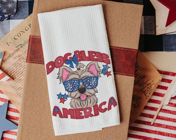 Dog bless America Yorkshire Terrier Towels