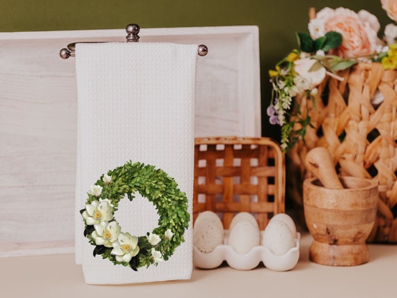 magnolia hand towels for bathroom, floral dish towels wedding gift for couple, bridal shower kitchen gifts, farmhouse kitchen towels, plant