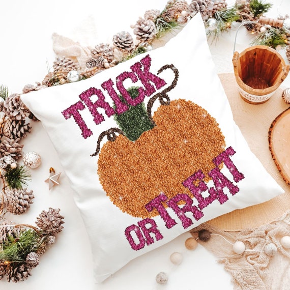 cute pumpkin throw pillow for couch orange pumpkin accent pillows for bed, Halloween gift set for women, trick or treat Halloween decor for