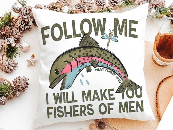 follow me fishers of men throw pillows for couch religious stocking stuffers for teen boys, Christian nursery decor boy, baby boy baptism