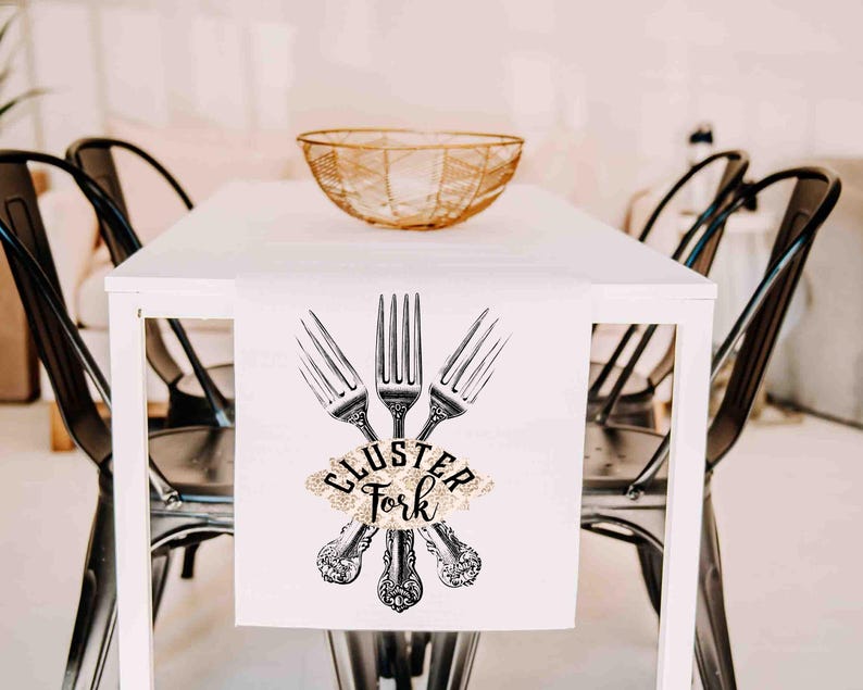 Cluster Fork Funny Oven Mitt Pot Holder Set, Farmhouse Table Runner ...