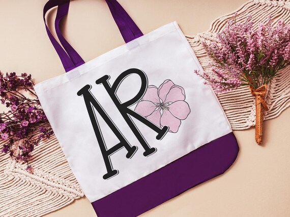 Arkansas state flower tote bag for moms, Arkansas Christmas gifts for realtors, pink apple blossoms farmers market bag for women, best gifts