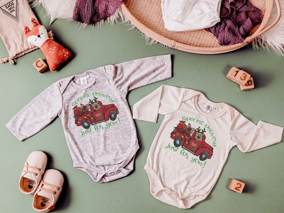 special delivery from the north pole babys first Christmas outfit boy, cute Christmas baby bodysuit, newborn Christmas gifts for infants