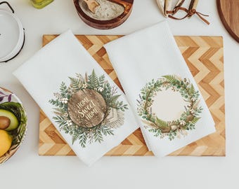 Toallas de estilo rústico bohemio para la cocina, cojines decorativos bohemios, regalo único para la inauguración de la casa de una hija, amante de las plantas, regalo de plantas para ella, jardinera