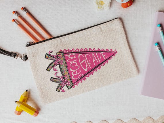 Second grade teacher wristlet with strap