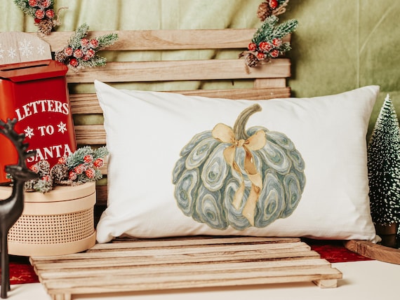 oyster shell pumpkin decorative pillows for breakfast nook, nautical pumpkins autumn kitchen towels, Thanksgiving hosting gift, fall coastal