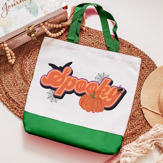 spooky tote bag for women, trick or treat bag for girls, reusable shopping bag, witchy gifts for best friend, Halloween candy bag for kids