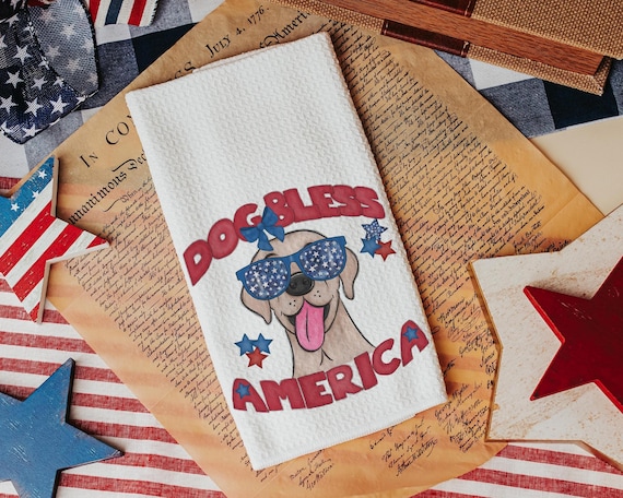 Dog bless America Yellow Lab Towels