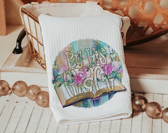 by His grace Christian kitchen towels for Mom, Christian Easter decor gift, watercolor floral hand towels for church, faith gifts for sister