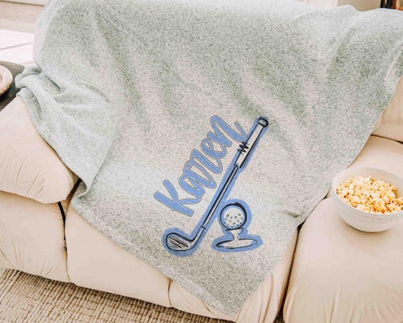 Personalized columbia blue name golf snuggle blanket