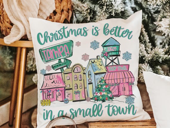 personalized Christmas is better in a small town zip code throw pillow cover 18x18, cute Christmas gifts for neighbors, hometown Christmas