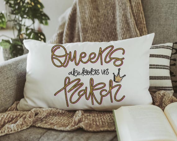 queens are born in March sassy throw pillows for bed, fun lumbar pillow cover 12x20, March birthday gifts for girls, college gifts for best