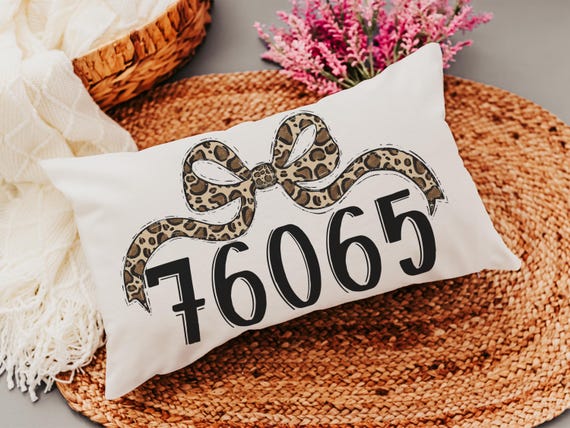 leopard print college room decor personalized coquette throw pillow for dorm, going to college gifts for freshman, custom zip code pillow