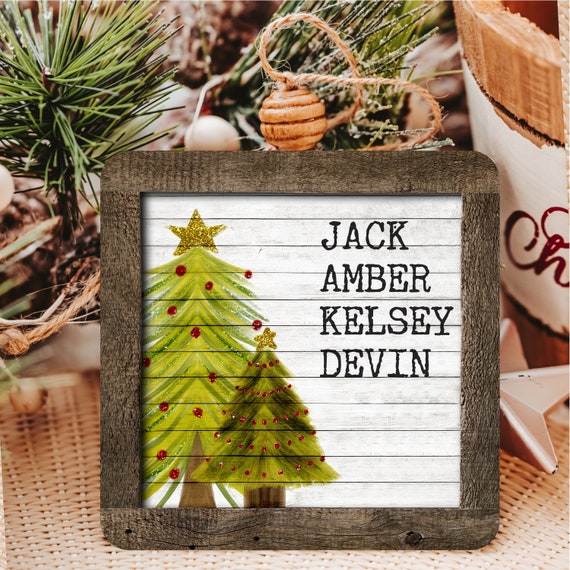 glitter trees ornament personalized gift for Mom Christmas gift for grandma, farmhouse Christmas ornaments handmade, kid name ornament for