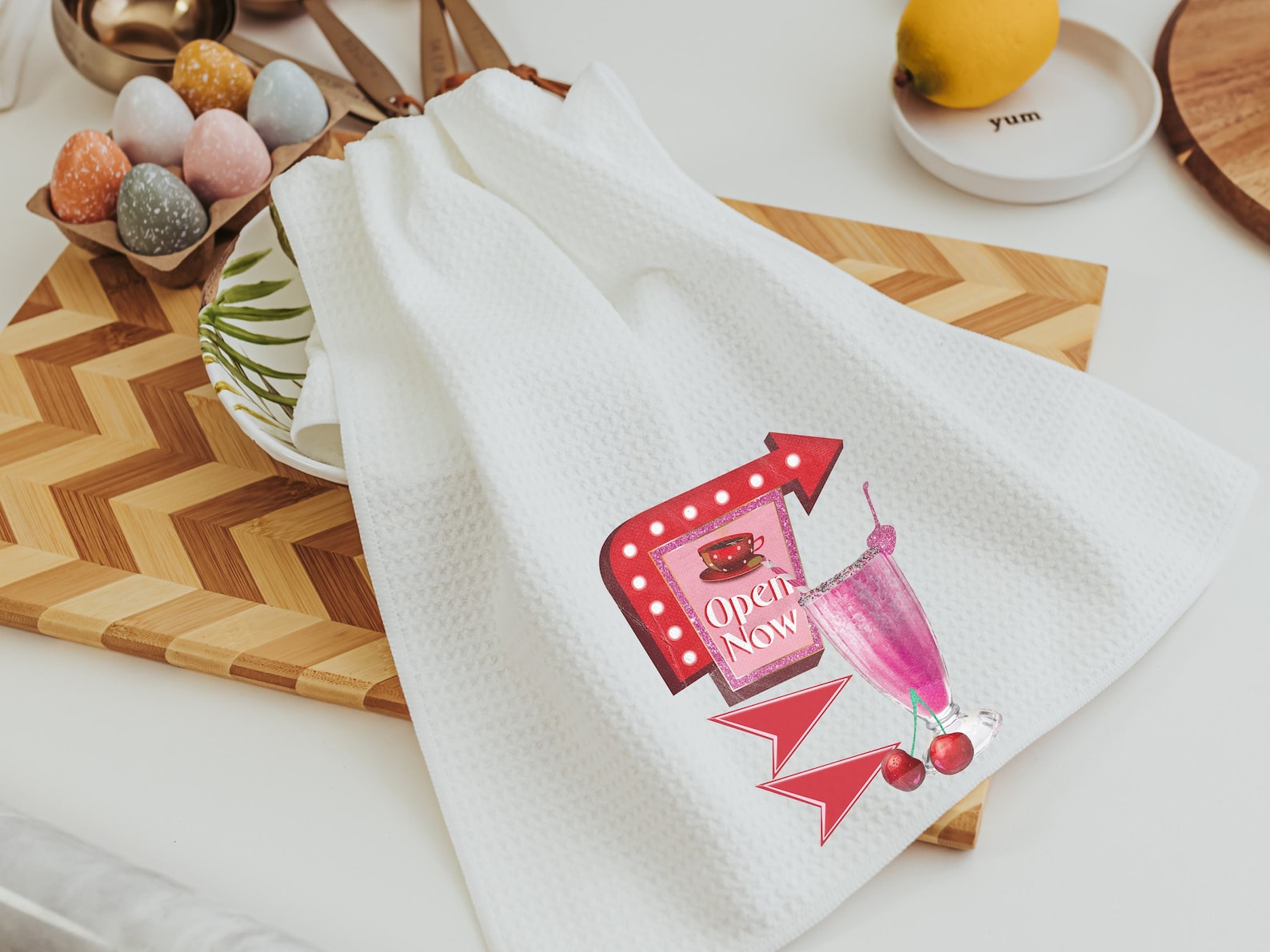 1950s Inspired Retro Kitchen Towels for Mom 50s Diner Decor Etsy