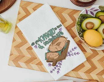 all you knead is love funny kitchen towels for women, bread baking gift for her, cute sourdough hand towels for wedding gift, baker girl