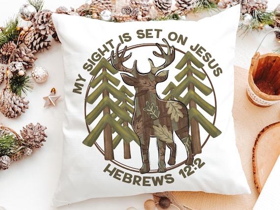 sight on Jesus Christian throw pillows for couch religious stocking stuffers for teen boys, hunting nursery decor, baby boy baptism gifts