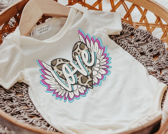 love baby romper girl, leopard print first Valentines day outfit, winged heart baby girl coming home hospital outfit, infant girl Valentine