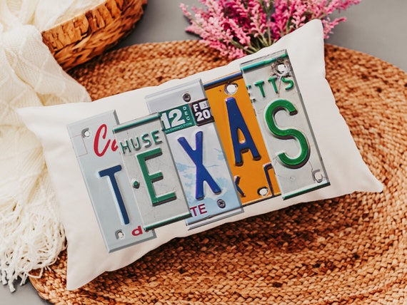 Custom State License Plate Throw Pillows