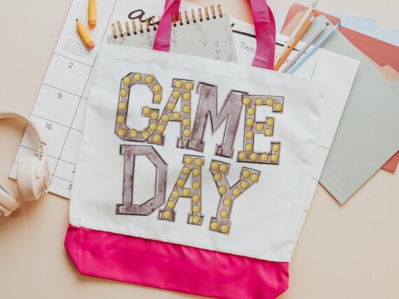 high school football game day tote bag for football mom, maroon school spirit bag for her, college football tailgate essentials, cheerleader