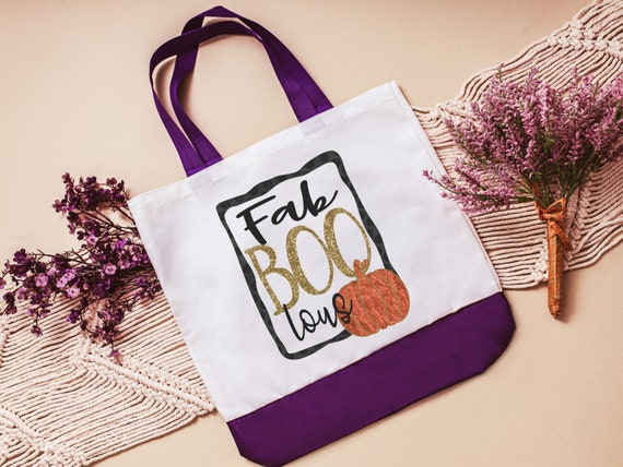 fab boo lous cute Halloween tote bag for women, trick or treat bag for girls, funny Halloween gifts for adults, eco friendly gifts, reusable