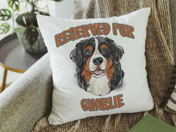 personalized reserved for dog pillow for couch, Bernese mountain dog throw pillow with name, Bernese mountain dog gifts for her, Berner mom