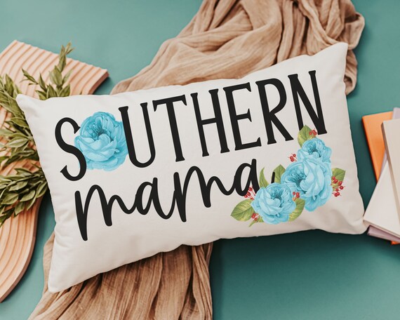southern mama lumbar pillow for bed, veranda Adirondack chair pillows, country mom gift from daughter, blue peony throw pillow for couch