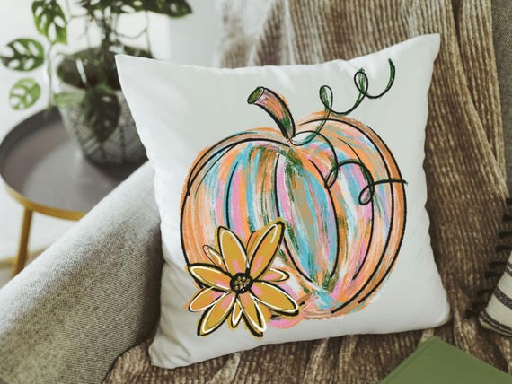 watercolor pumpkin pillow for sofa, boho pumpkin kitchen towels, fall decorations for home farmhouse pillow, Thanksgiving decor, best seller