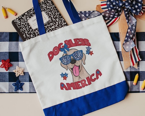 Dog bless America Yellow Labrador Retriever tote bag