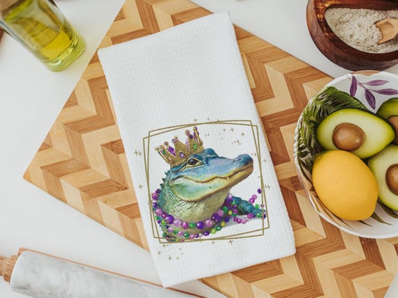 Mardi Gras alligator towels