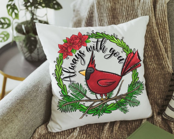 cardinal throw pillow cover 18x18, cardinal memorial gift for loss of mother, bereavement gift loss of father, sympathy gift loss of husband