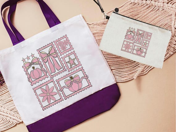 breast cancer awareness pink October tote bag for women, Halloween coquette trick or treat bags for girls, pink pumpkin makeup bags best