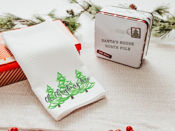 oh Christmas tree Christmas kitchen towels for friends, pine tree Christmas hand towels for bathroom, cute Christmas hostess gifts for women