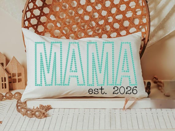 mama established 2025 lumbar pillow cover 12x20, mint green throw pillows for bed, cute Mothers day gifts for moms to be, expecting mom gift