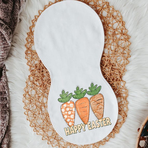 Happy Easter baby burp cloth, Easter carrots spit up towels, Easter baby gifts for newborn, baby first Easter basket stuffers for infants