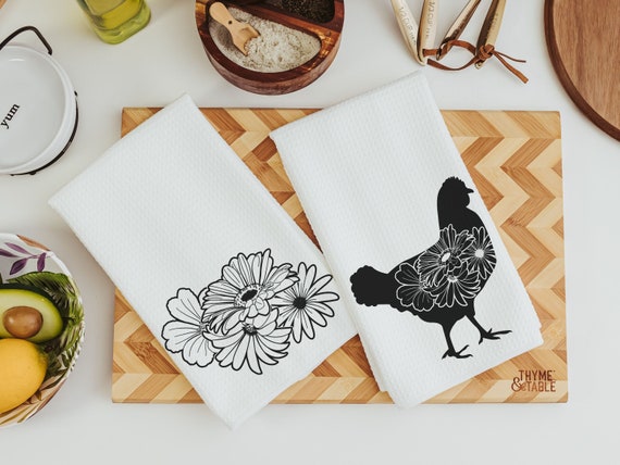 Floral chicken kitchen towels