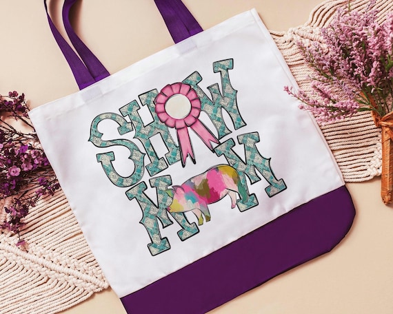 show mom pig tote bags for women, raising pigs country girl gifts, farmers market bag for sister, Berkshire pig gifts for pig lovers, Duroc