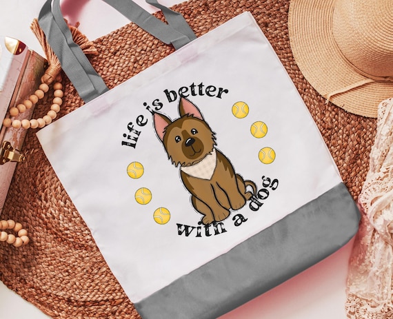 Life is better with a dog German Shepherd tote bag