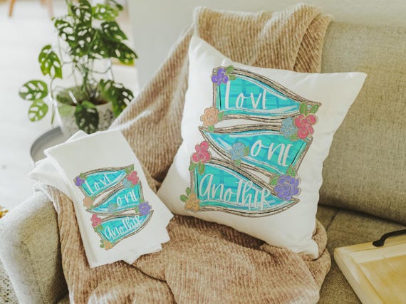 love one another scripture throw pillow for chair, John 13:34 Bible verse kitchen decor, Christian gifts for women home decor, faith kitchen