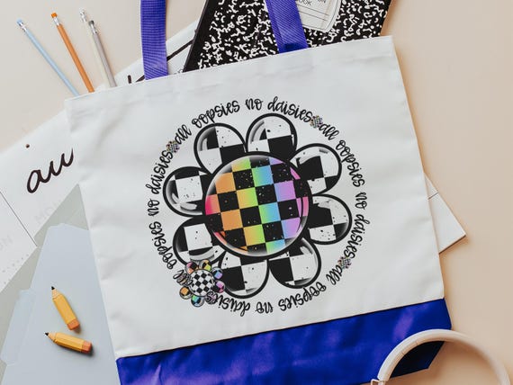 all oopsies no daisies rainbow checkered tote bag for school, funny nurse gifts for women, back to school gifts for teachers, whimsical tote
