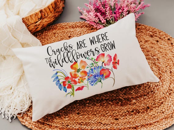 where the wildflowers grow lumbar throw pillows for couch red poppy decorative pillows for girls, cute housewarming gifts for daughter, blue