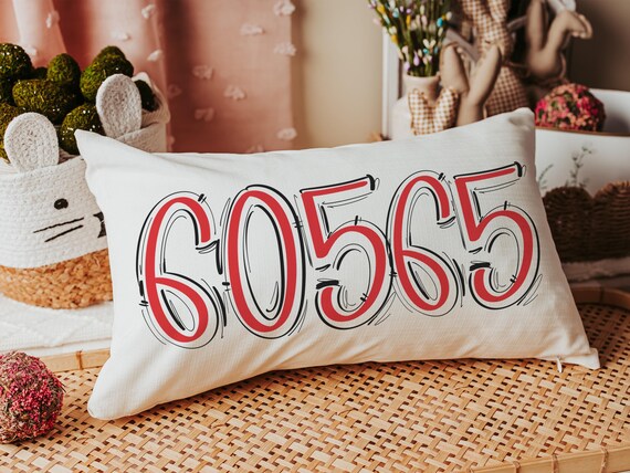Custom Red Zip Code Pillow