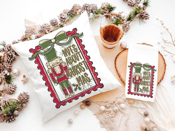 Nuts about Christmas nutcracker throw pillow